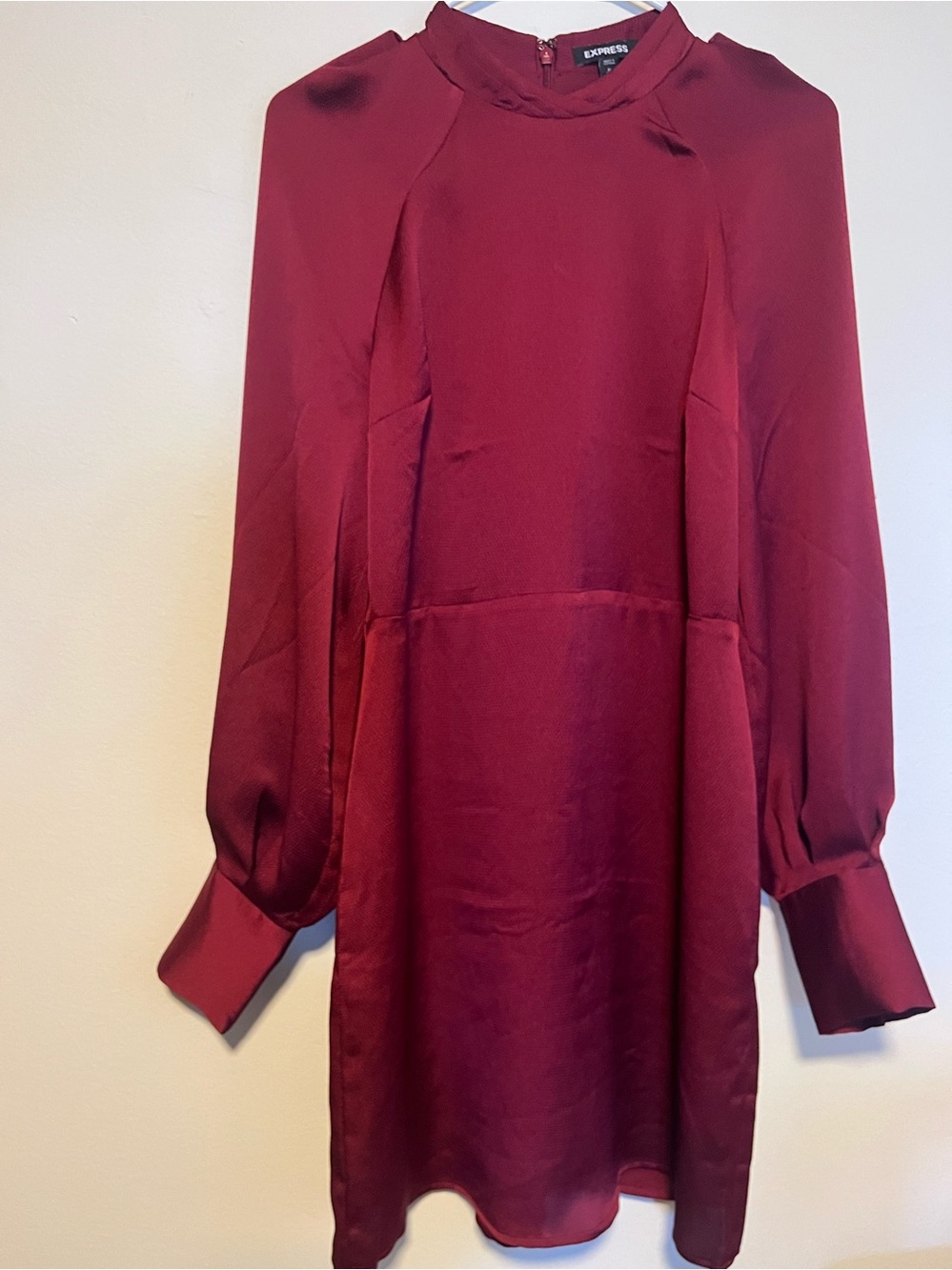 Express Burgundy Long Sleeve Shift Dress
